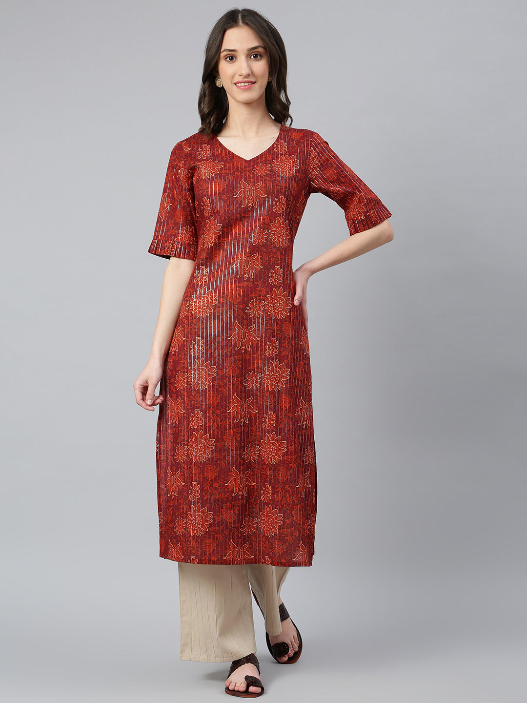 Idalia Orange Printed Kurta