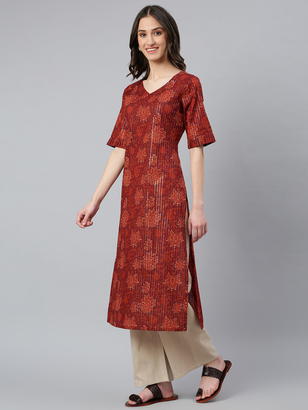 Idalia Orange Printed Kurta