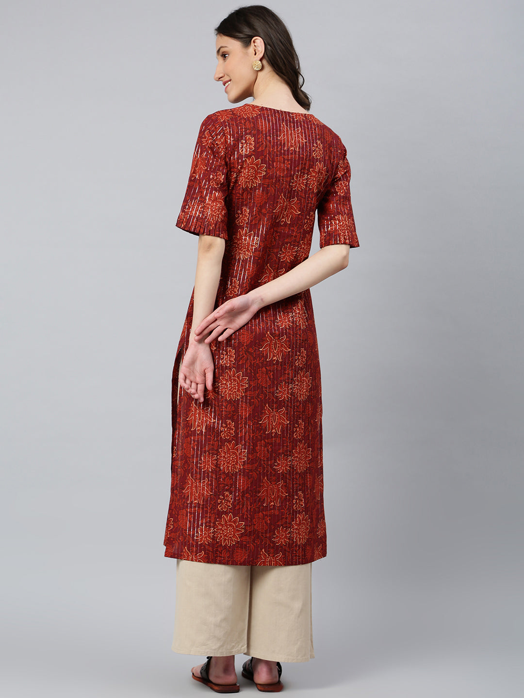 Idalia Orange Printed Kurta