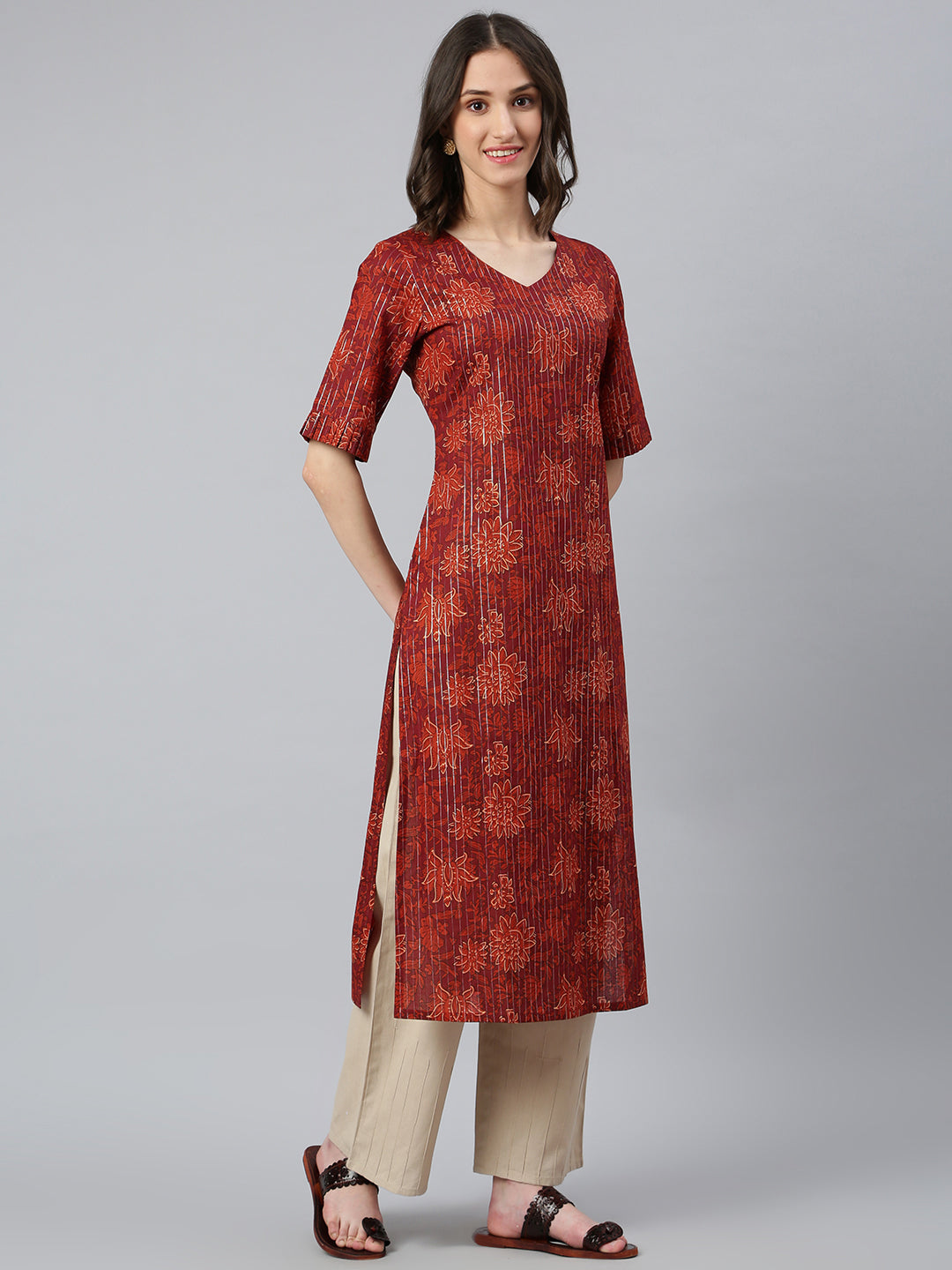 Idalia Orange Printed Kurta