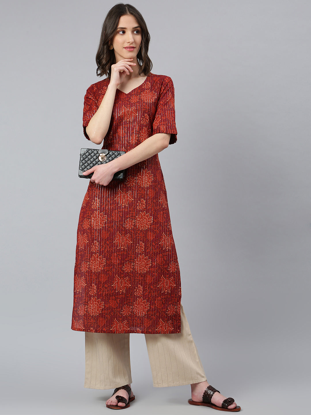 Idalia Orange Printed Kurta