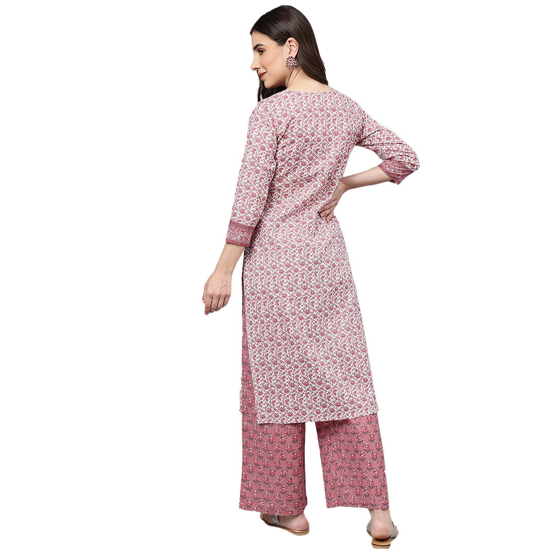 Idalia Baby Pink Solid Kurta With Palazzo Pants